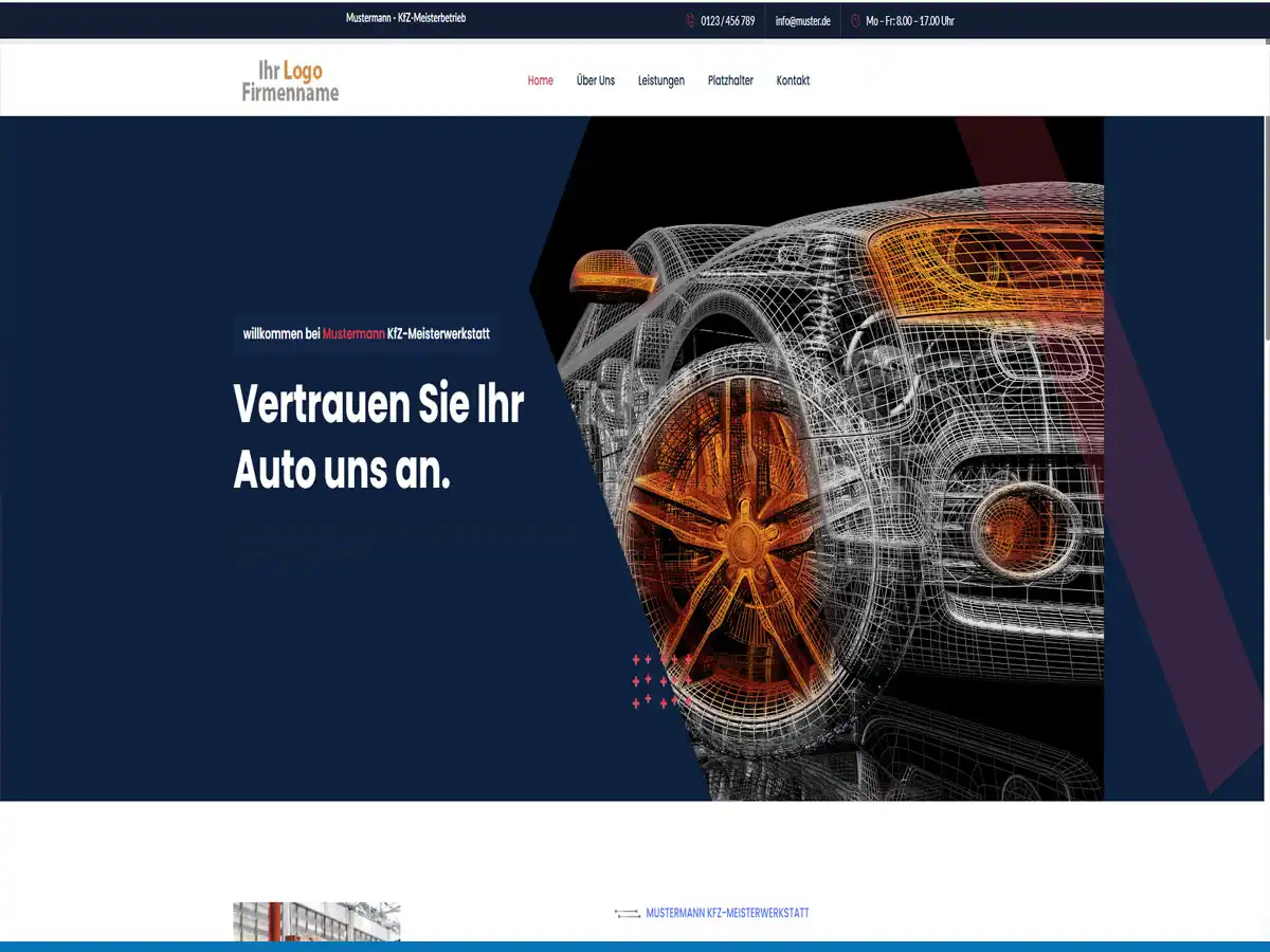 Homepage-Vorlage für Autohaus und Fahrzeughandel
