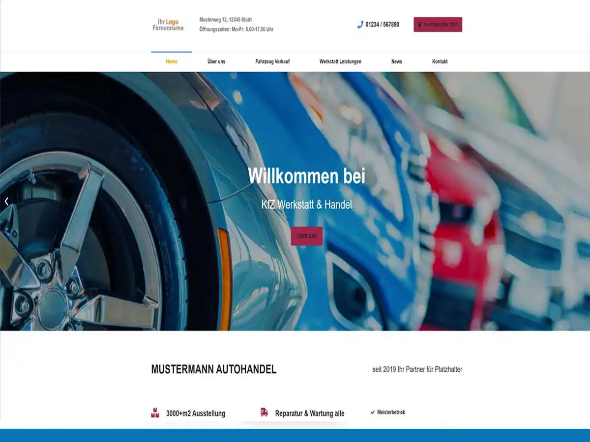 WordPress Homepage für KFZ-Werkstatt und Autohandel